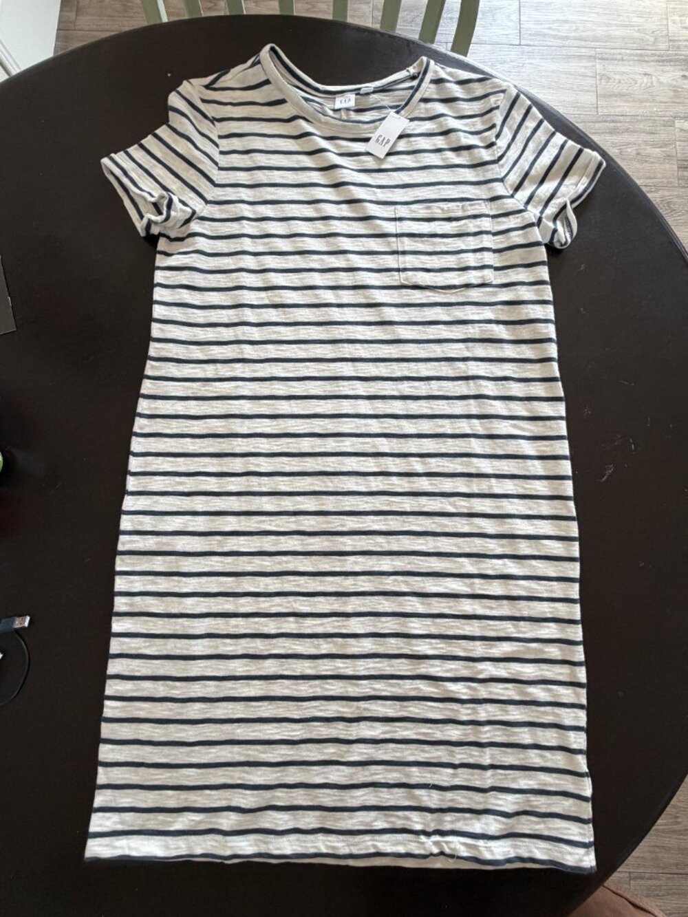 NWT GAP 100% Cotton Navy & White Striped Pocket T-Shirt Dress Size Small - Picture 9 of 12